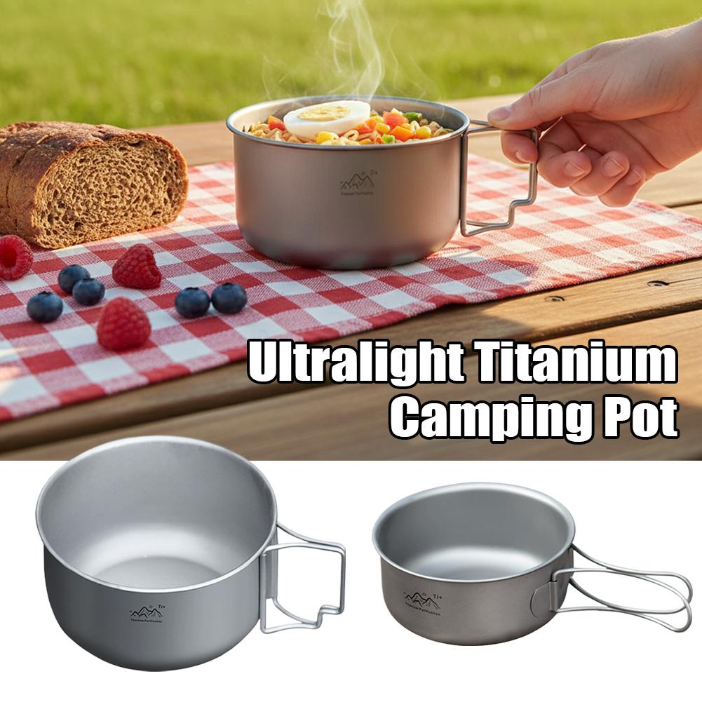 Camping Cooking Set Stainless Steel - Compact Titanium Alloy Camping Pot Backpacking