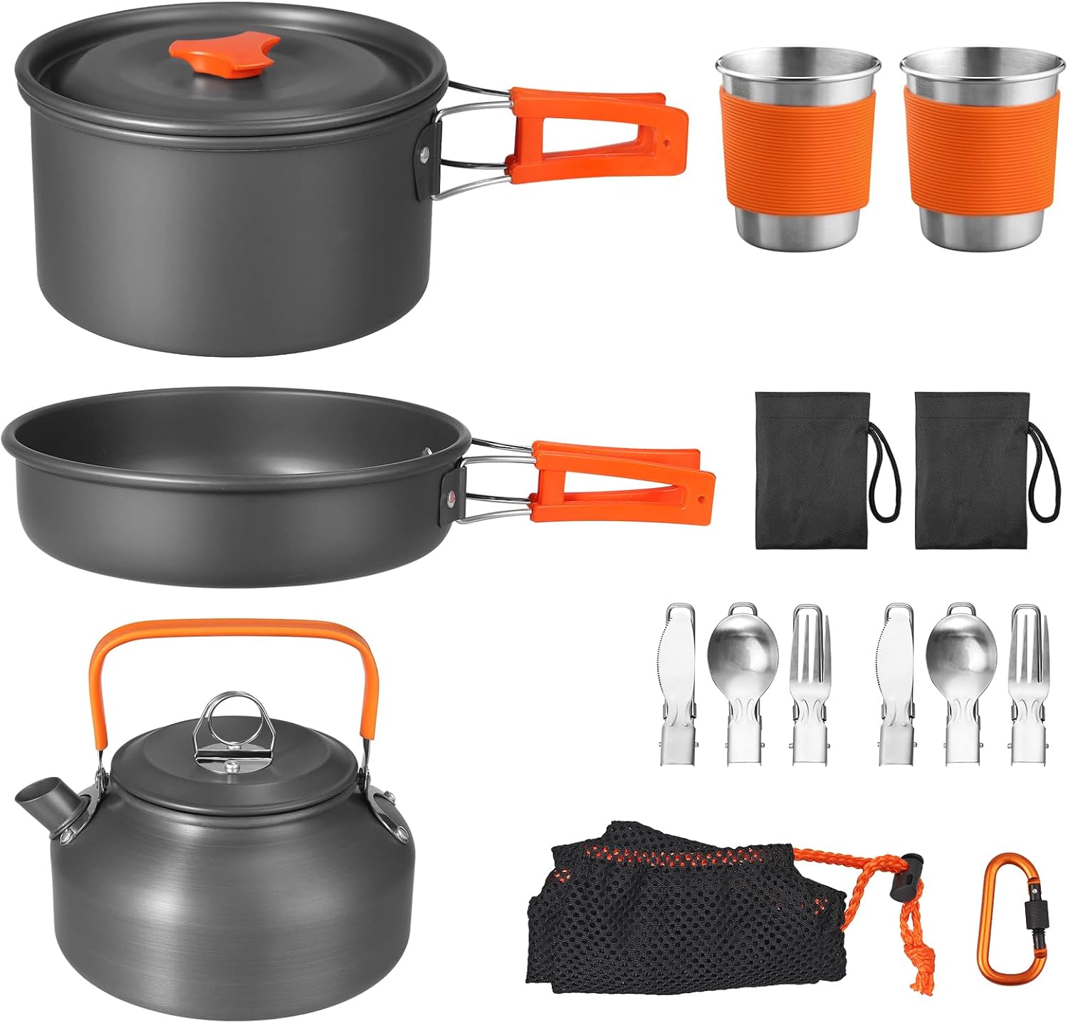 Camping Cooking Mess Kit - Non-Stick Camping Cookware Set, 17-Piece Lightweight
