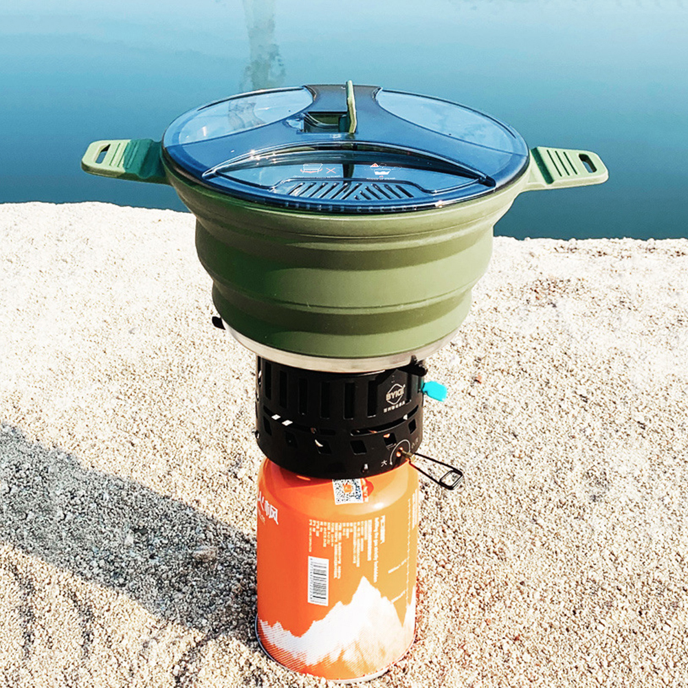 Camping Cooking Set Stainless Steel - 2.5L Silicone Folding Kettle Camping Teapot