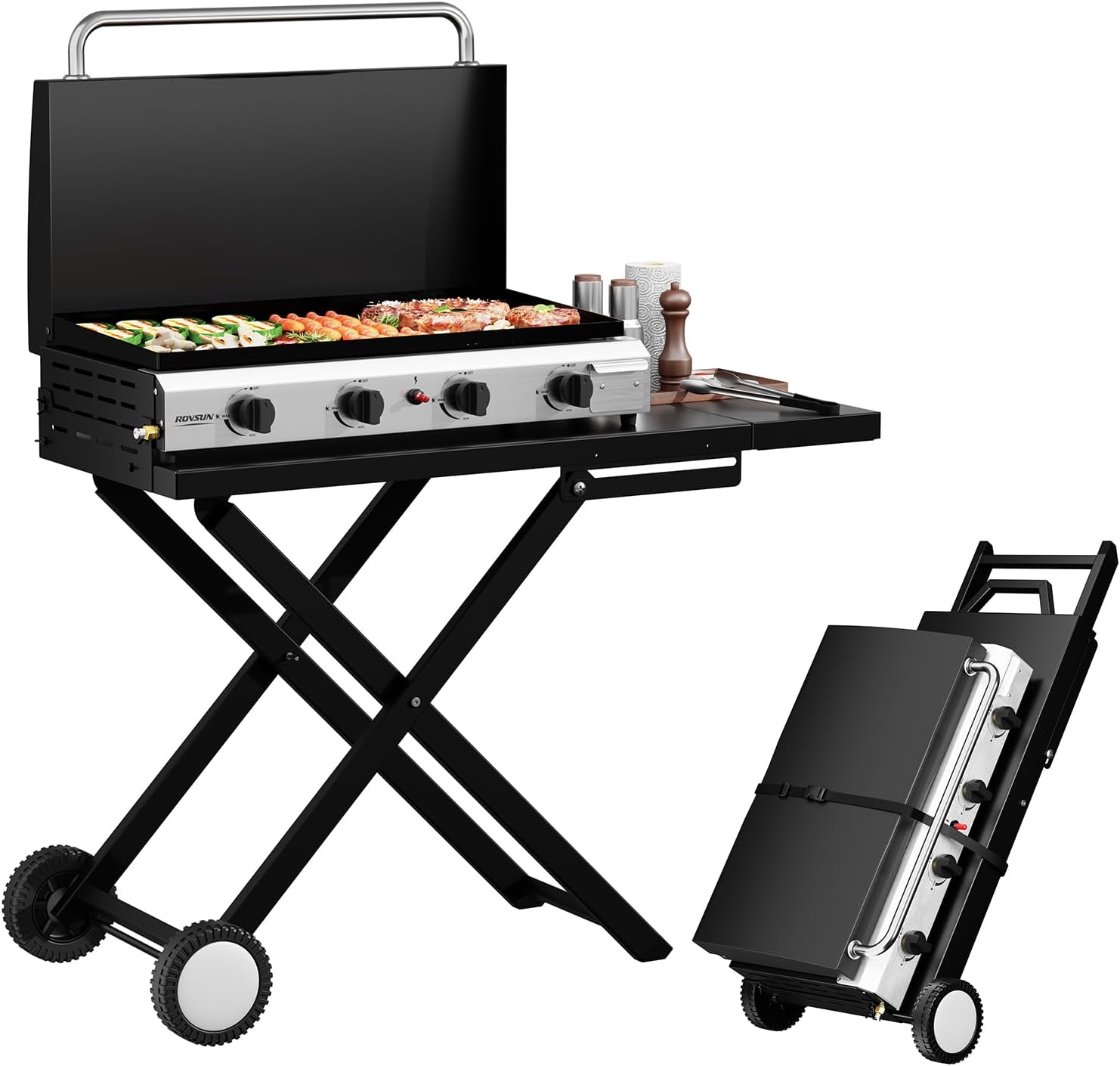 Camping Cooking Flat Top - Portable Rolling Flat Top Gas Grill