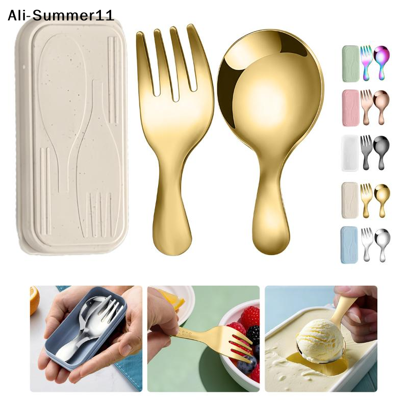 Camping Outdoor Cooking Set - 【A6L】Steel Tableware Set Spoon Fork 2Pc