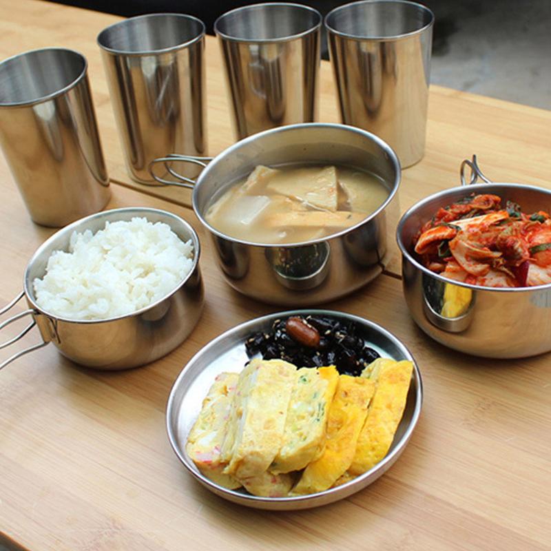 8pcs/set Stainless Steel Outdo - đánh giá và giá Camping Cooking Set Stainless Steel