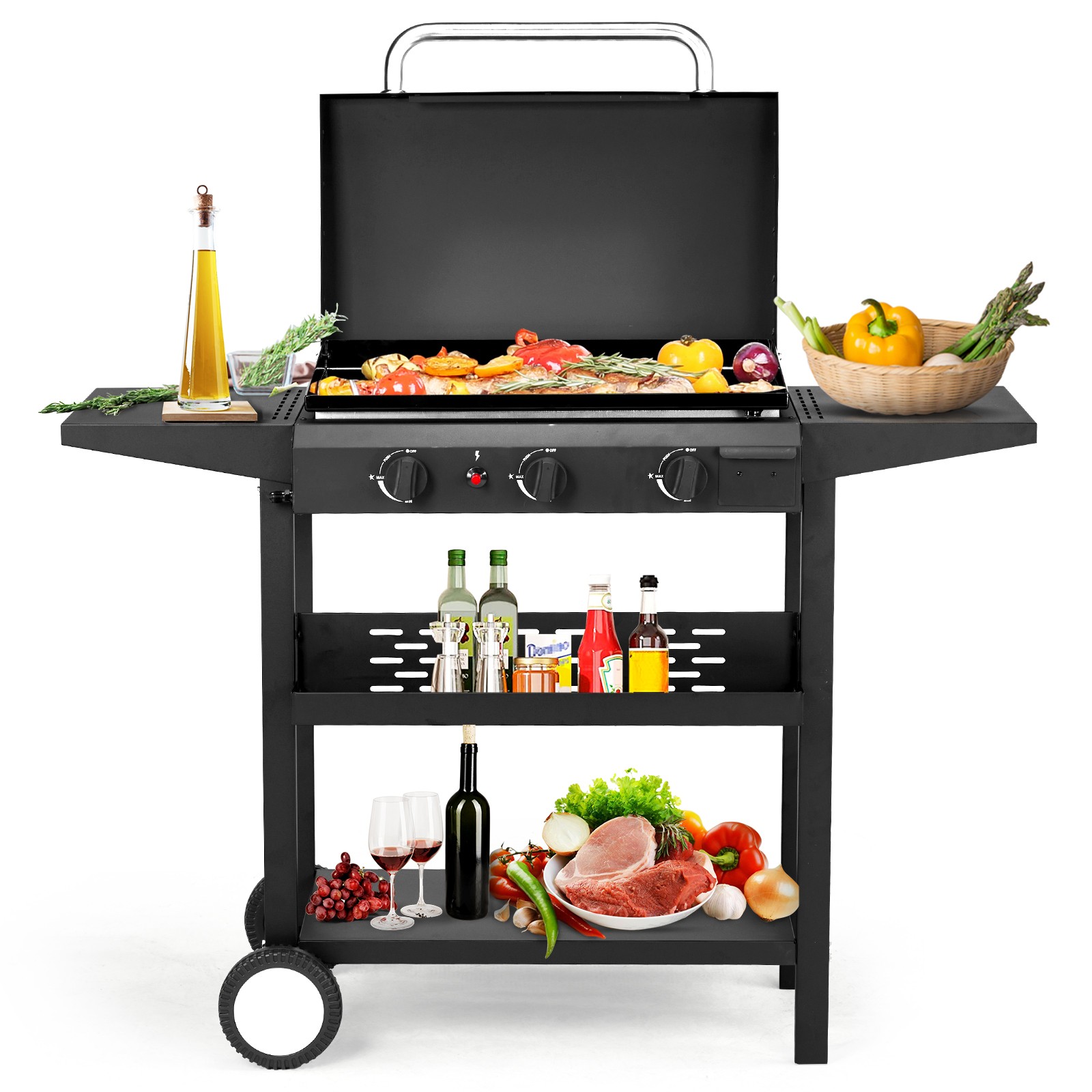 3-Burner Flat Top Gas Griddle  - đánh giá và giá Camping Cooking Flat Top