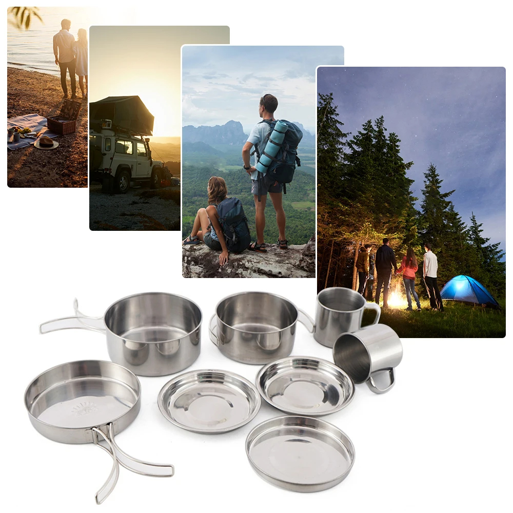 8pcs/Set Camping Cookware Mess - đánh giá và giá Camping Cooking Mess Kit