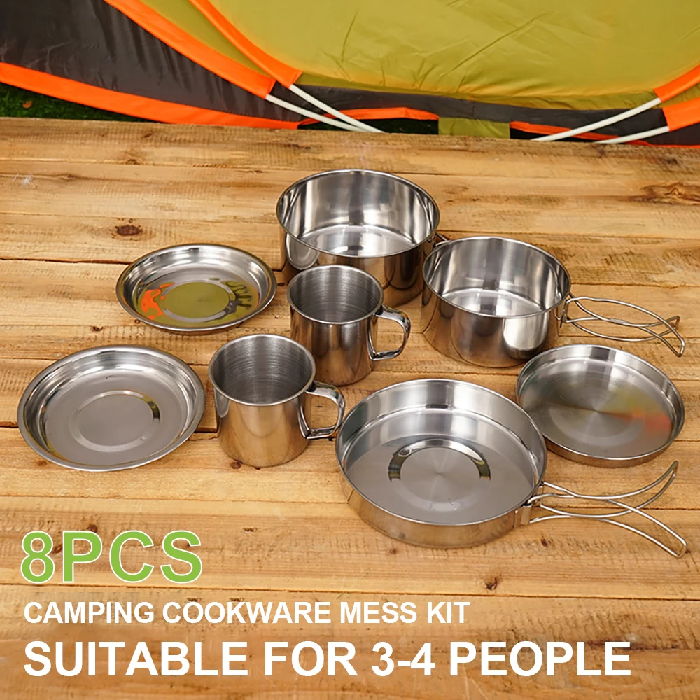 For 8PCS Camping Cookware Mess - đánh giá và giá Camping Cooking Mess Kit