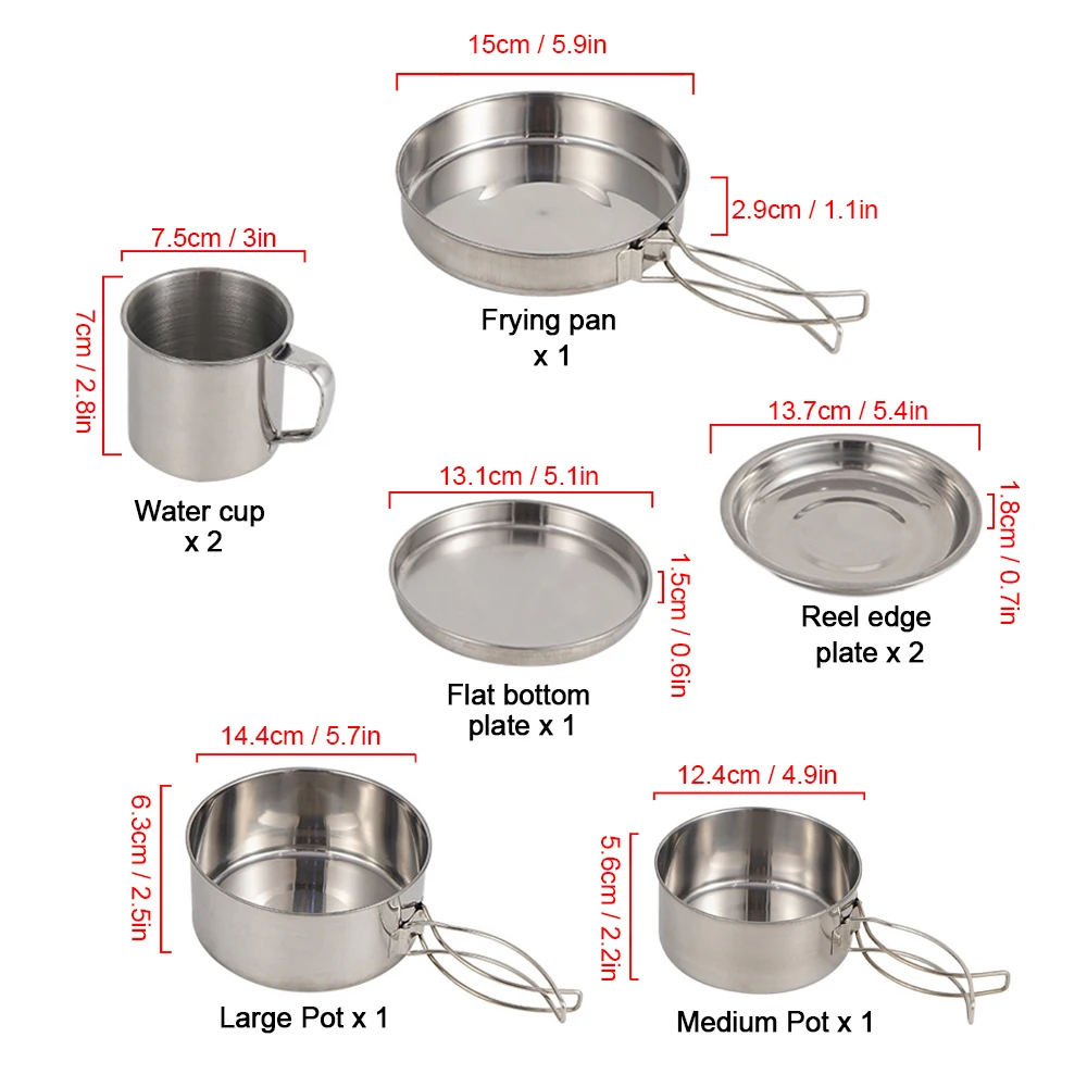 For 8PCS Camping Cookware Mess - đánh giá và giá Camping Cooking Mess Kit
