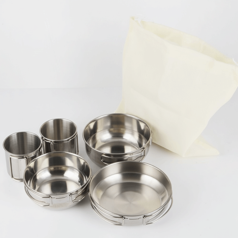 5Pcs 304 Stainless Steel Campi - đánh giá và giá Camping Cooking Set Stainless Steel