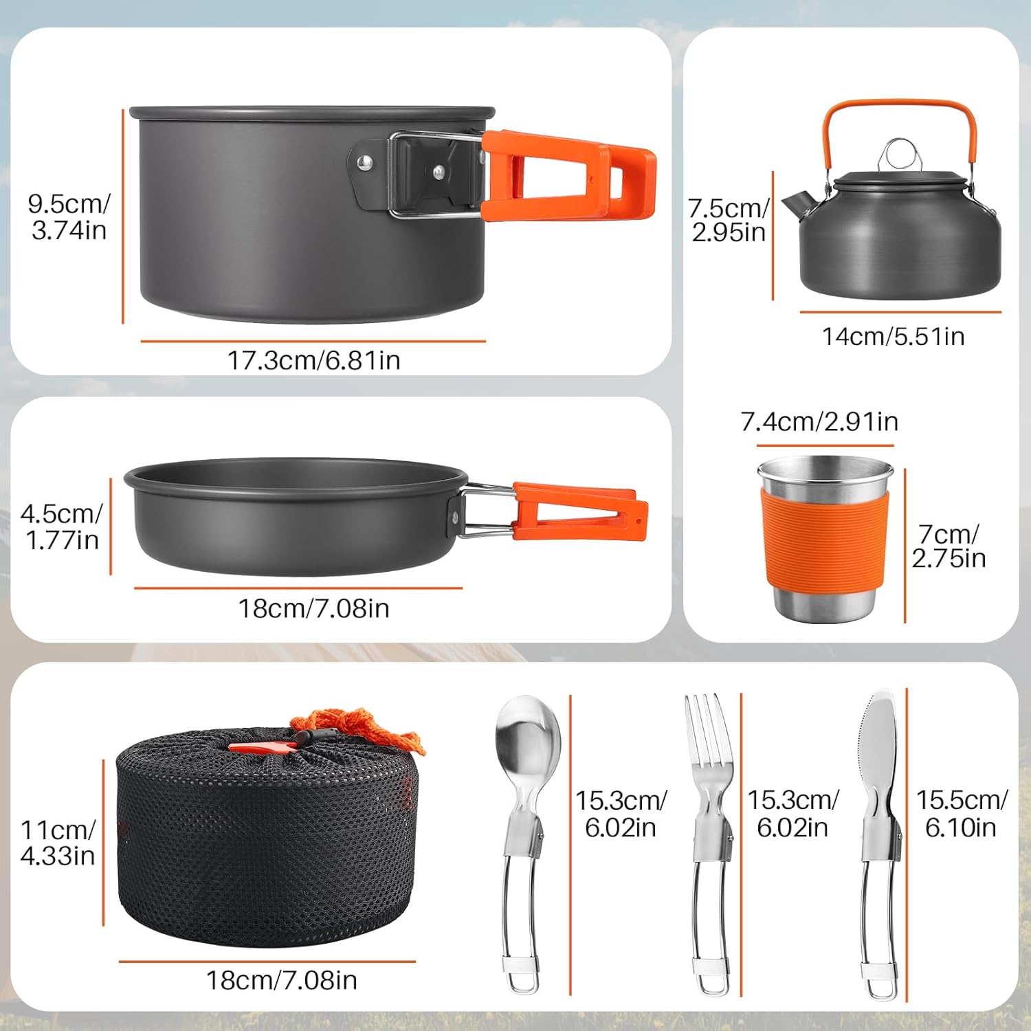 Non-Stick Camping Cookware Set - đánh giá và giá Camping Cooking Mess Kit