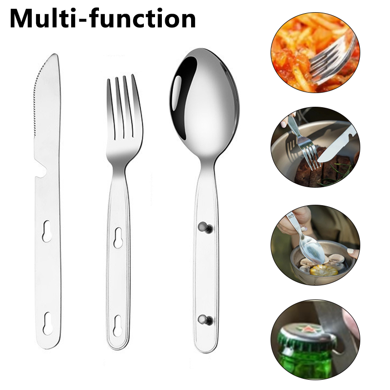 3pcs/set Folding Spoon Fork Kn - đánh giá và giá Camping Cooking Knife Set