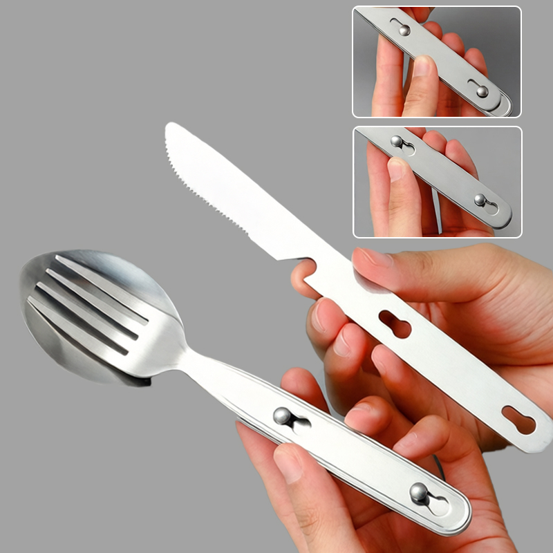 3pcs/set Folding Spoon Fork Kn - đánh giá và giá Camping Cooking Knife Set