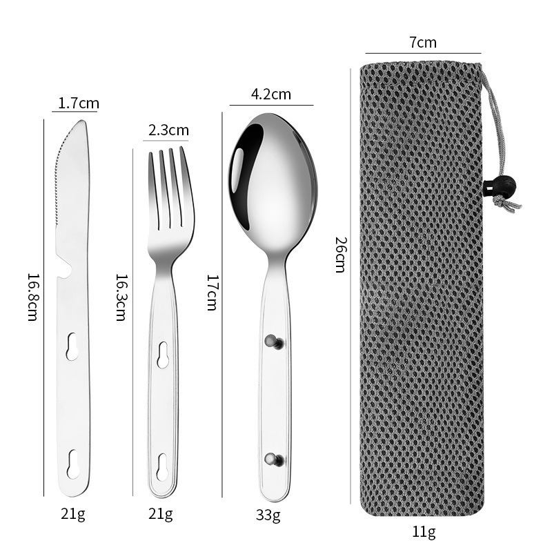 3pcs/set Folding Spoon Fork Kn - đánh giá và giá Camping Cooking Knife Set