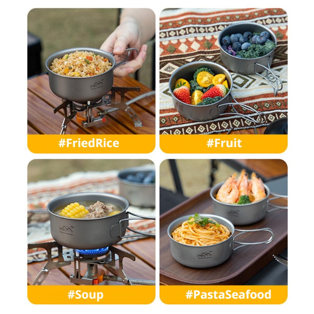 Titanium Foldable Camping Pot  - đánh giá và giá Camping Cooking Set Stainless Steel