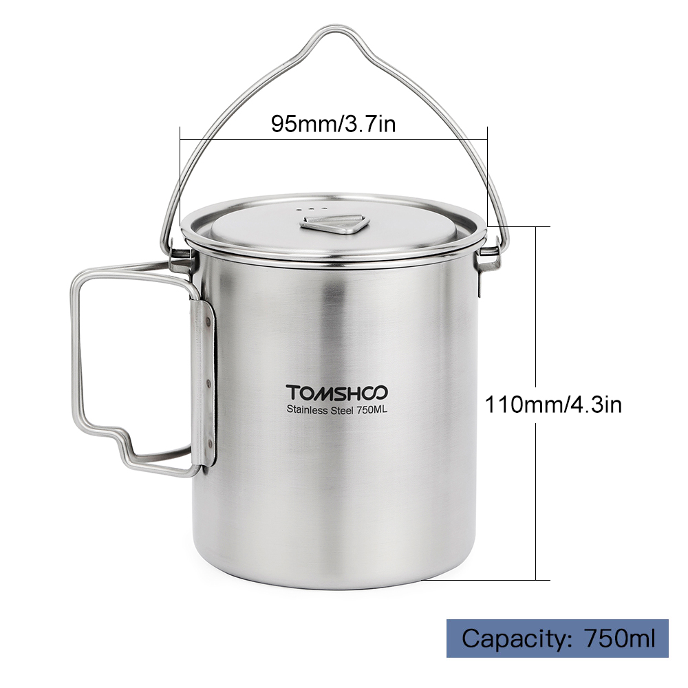 TOMSHOO 750ml Stainless Steel  - đánh giá và giá Camping Cooking Mesh