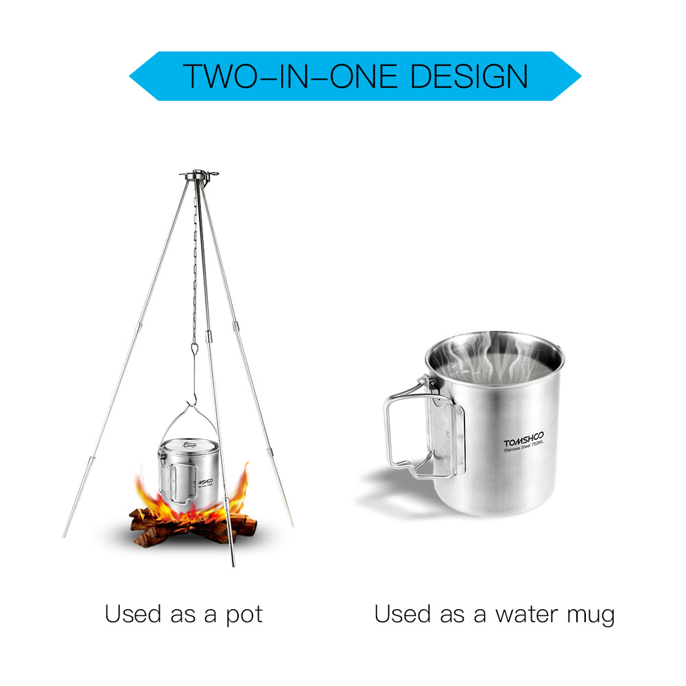TOMSHOO 750ml Stainless Steel  - đánh giá và giá Camping Cooking Mesh