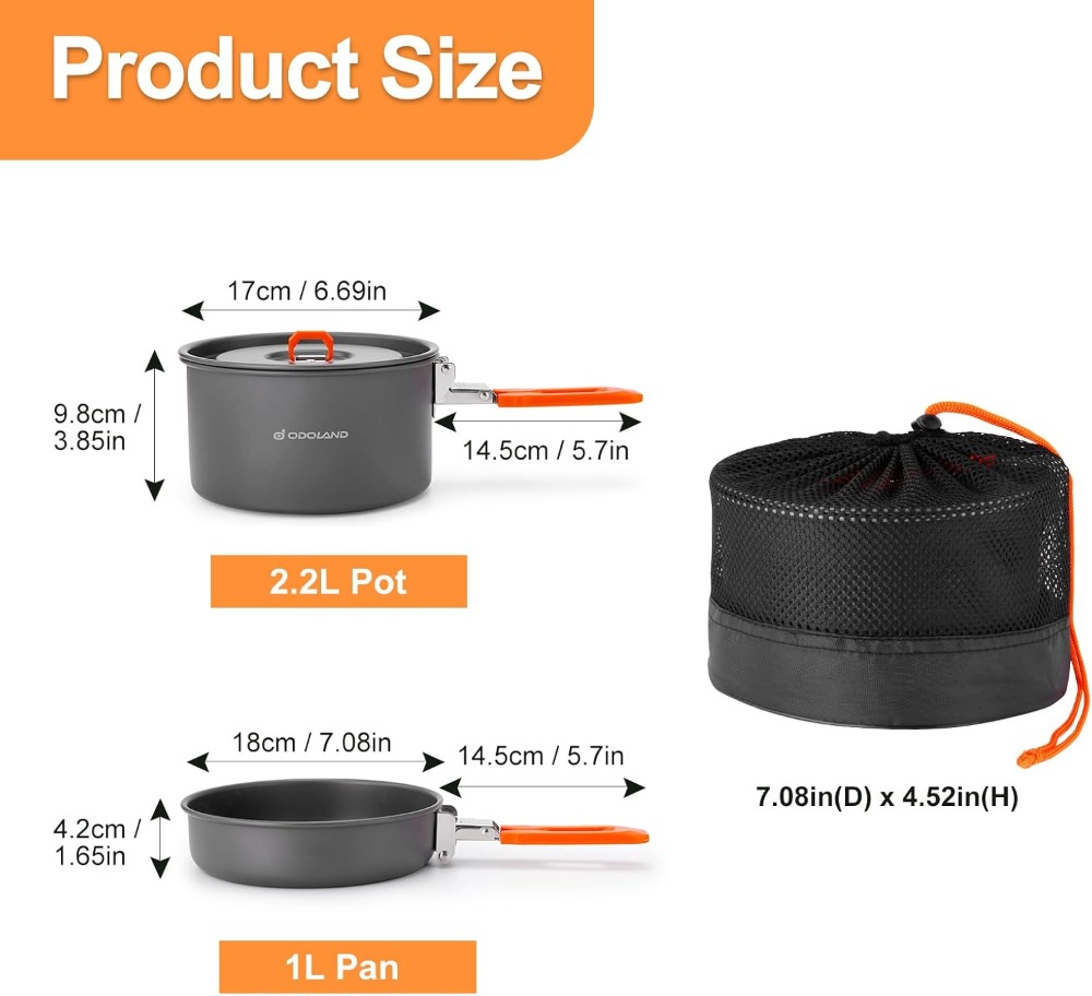Non-Stick Camping Cookware Mes - đánh giá và giá Camping Cooking Mess Kit