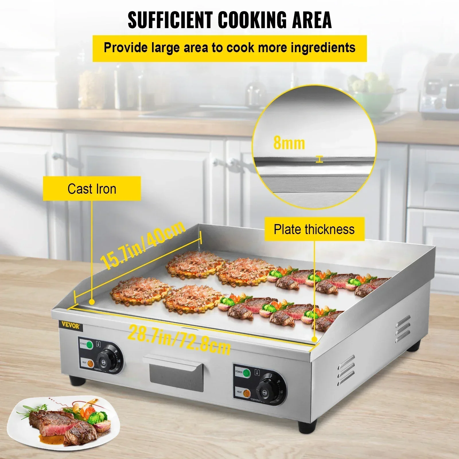 Electric Countertop Griddle wi - đánh giá và giá Camping Cooking Flat Top