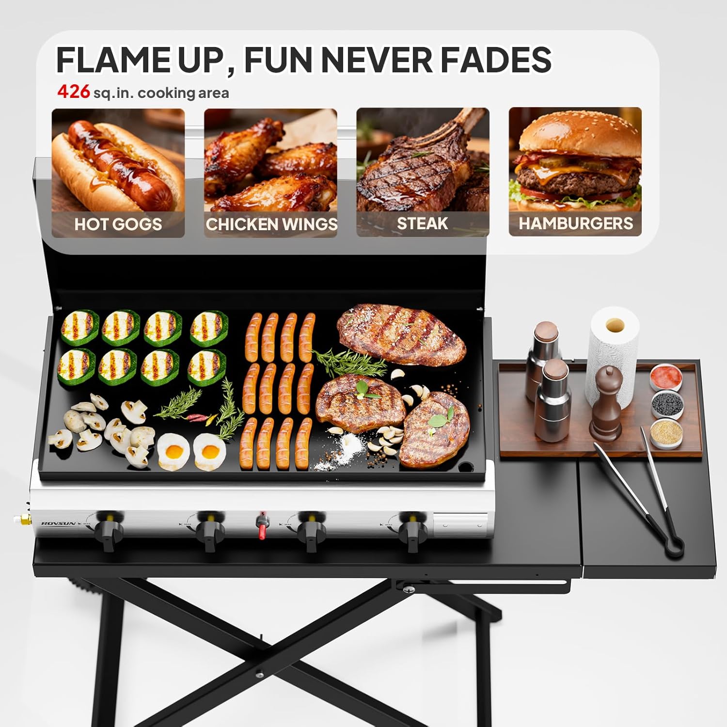 Portable Rolling Flat Top Gas  - đánh giá và giá Camping Cooking Flat Top
