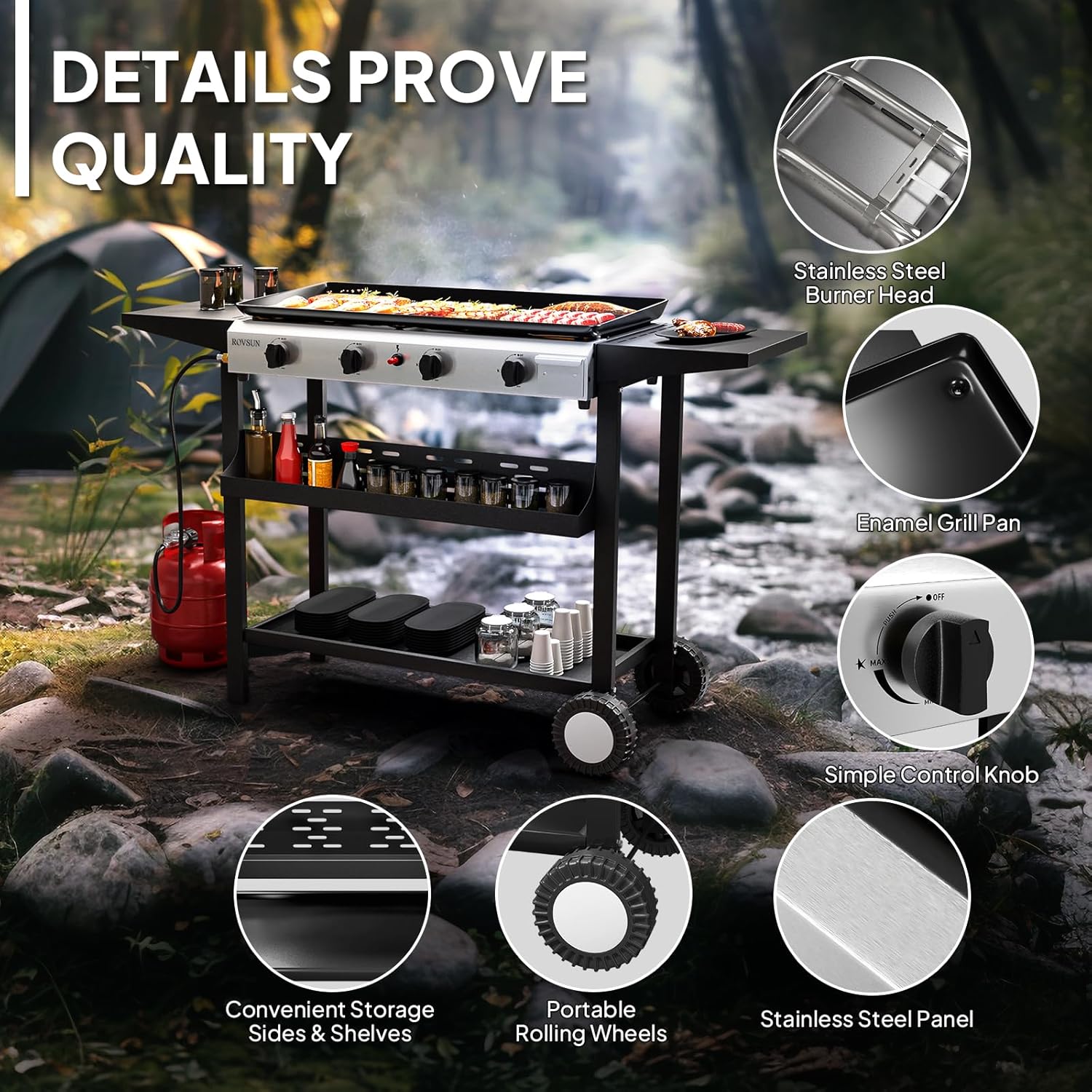 Portable Propane Griddle with  - đánh giá và giá Camping Cooking Flat Top