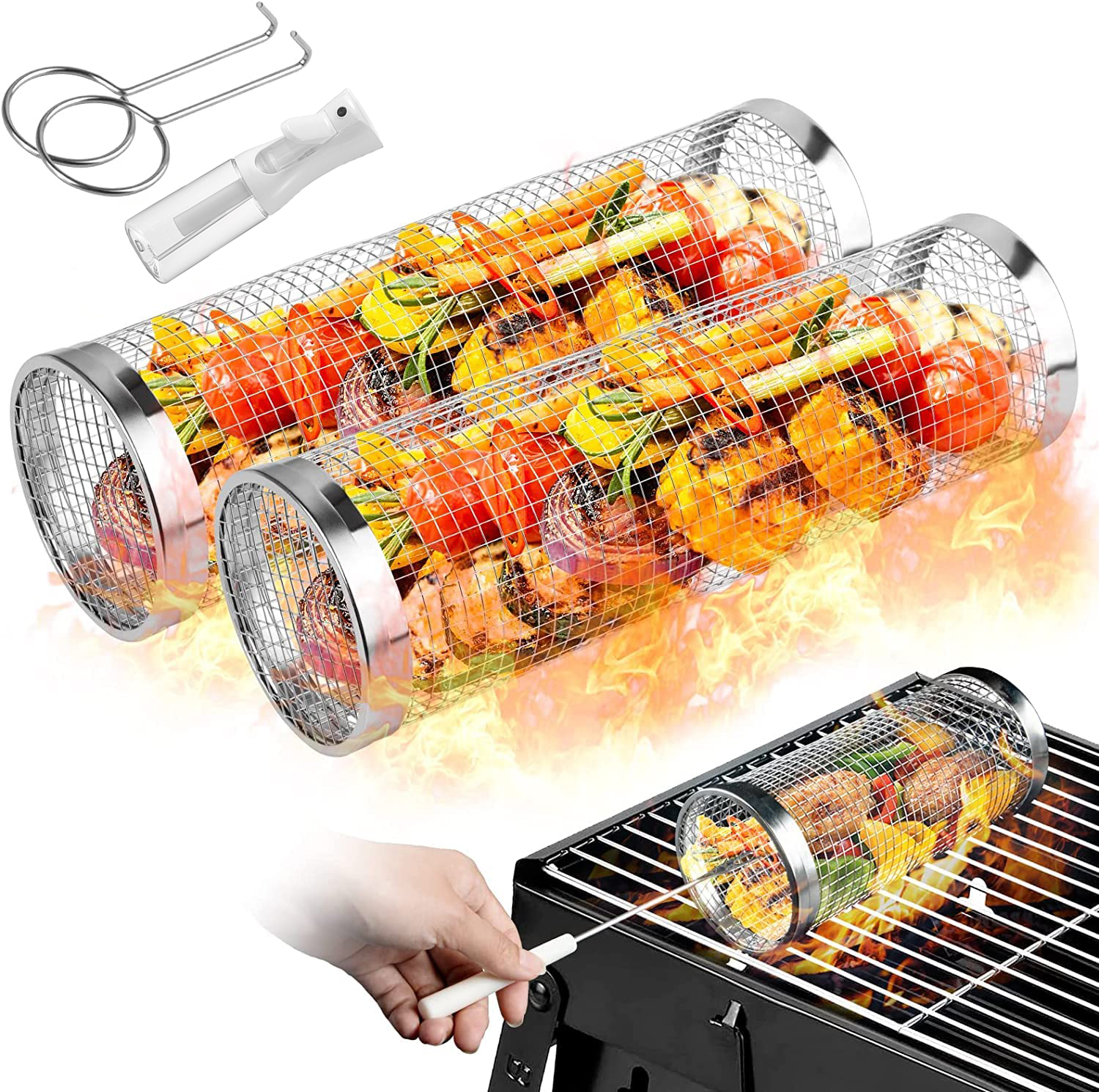 2 Pieces Rolling Grilling Bask - đánh giá và giá Camping Cooking Mesh
