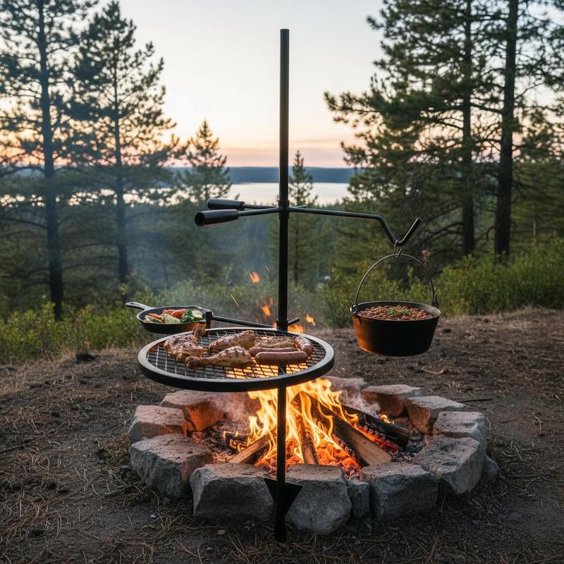 Rotating Cooking Grate 24x24 I - đánh giá và giá Camping Cooking Mesh