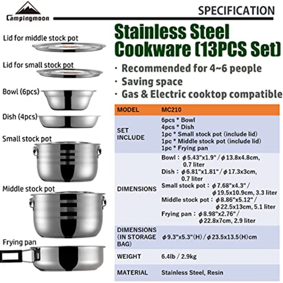 CAMPINGMOON Camping Cookware S - đánh giá và giá Camping Cooking Mess Kit