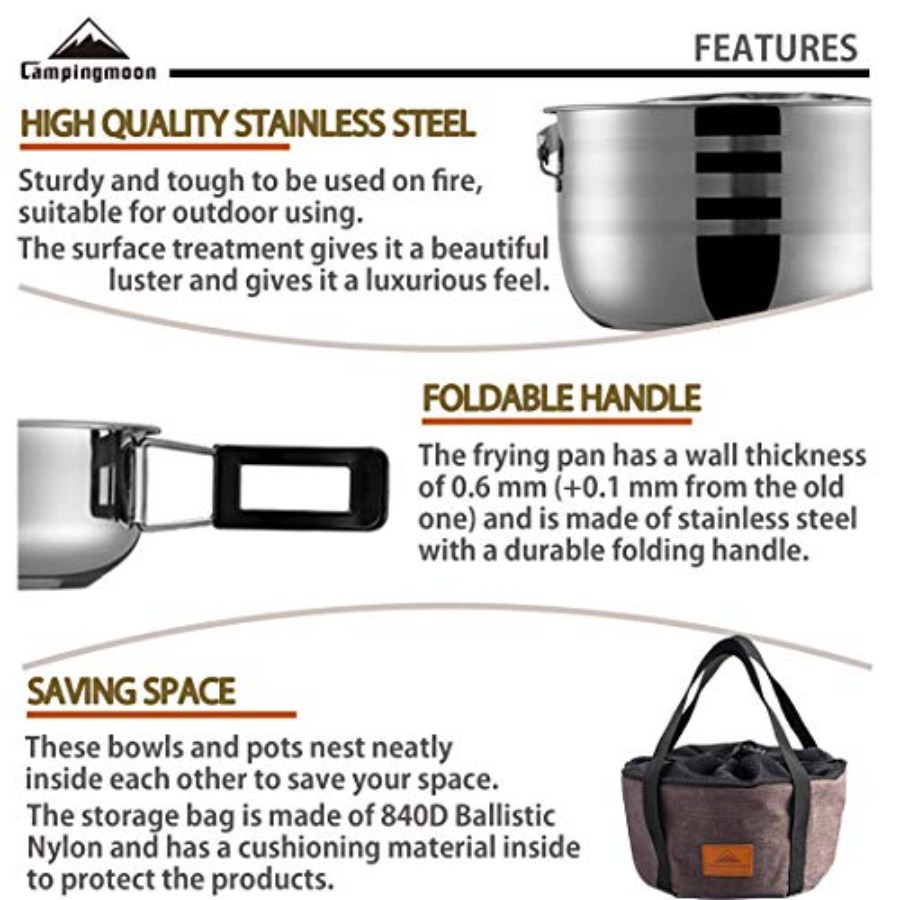 CAMPINGMOON Camping Cookware S - đánh giá và giá Camping Cooking Mess Kit