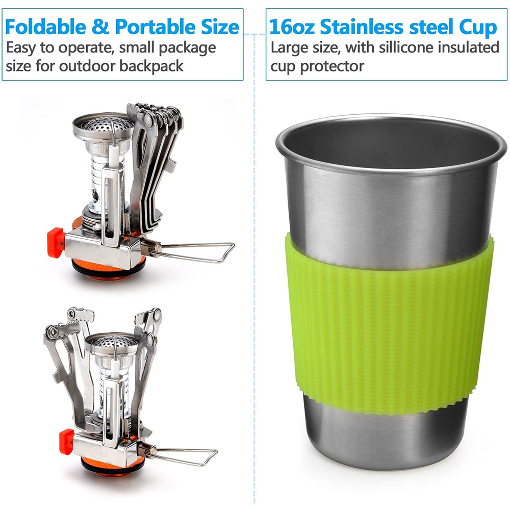 Camping Cookware Kit with Stov - đánh giá và giá Camping Cooking Mesh